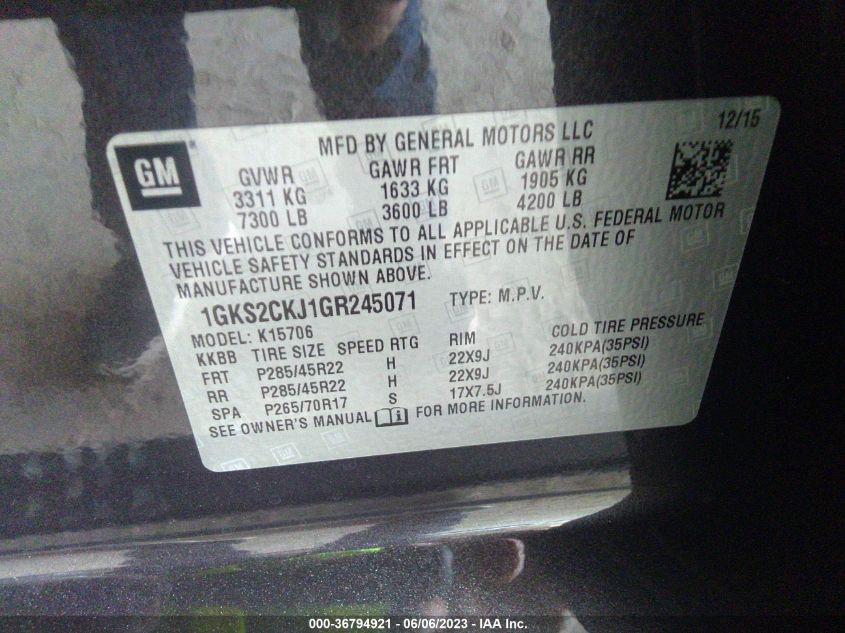 2016 GMC YUKON DENALI - 1GKS2CKJ1GR245071