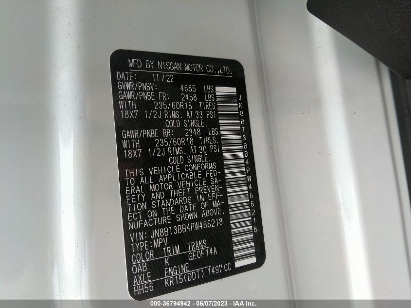 2023 NISSAN ROGUE SV - JN8BT3BB4PW466218