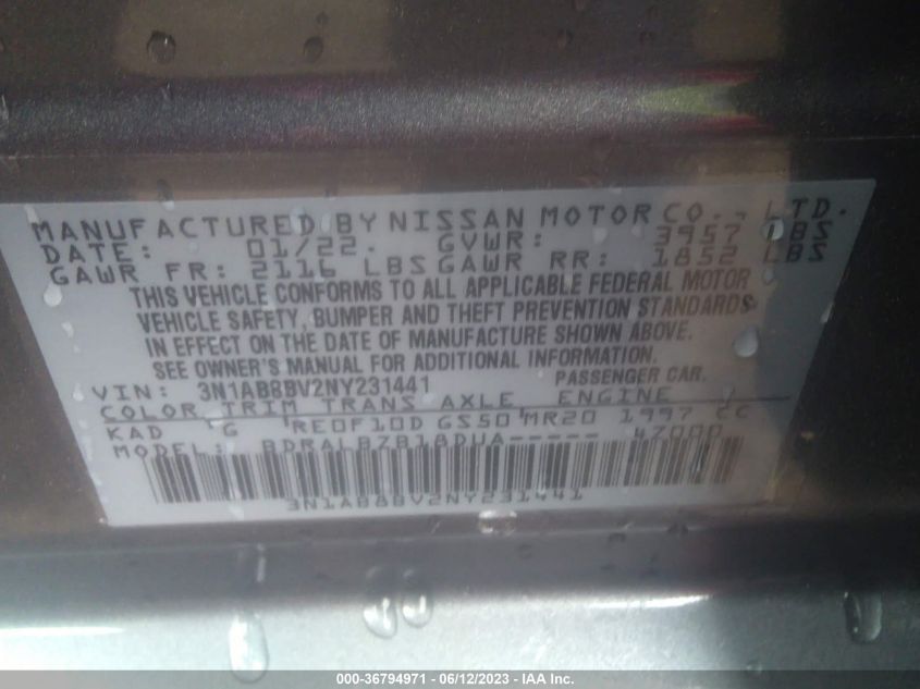 2022 NISSAN SENTRA S - 3N1AB8BV2NY231441