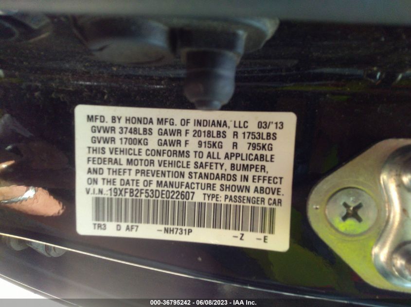 2013 HONDA CIVIC SDN LX - 19XFB2F53DE022607