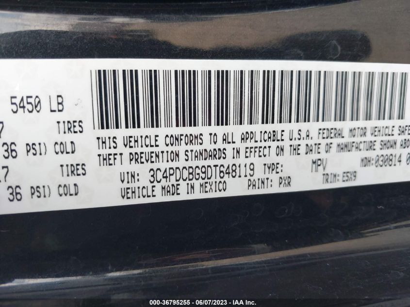 2013 DODGE JOURNEY SXT - 3C4PDCBG9DT648119