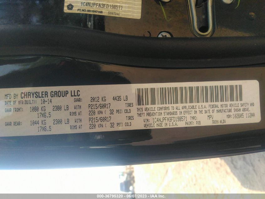 2015 JEEP PATRIOT HIGH ALTITUDE EDITION - 1C4NJPFA3FD198571
