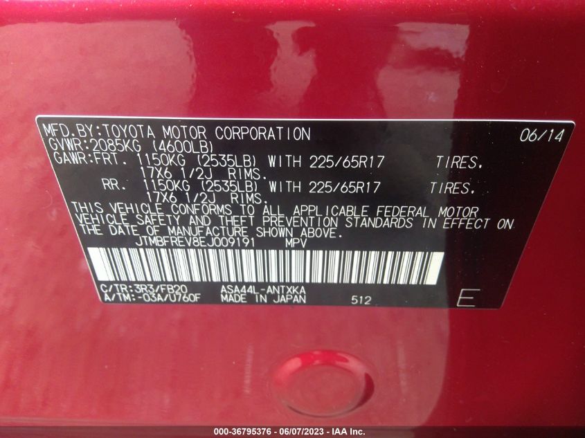 2014 TOYOTA RAV4 LE - JTMBFREV8EJ009191