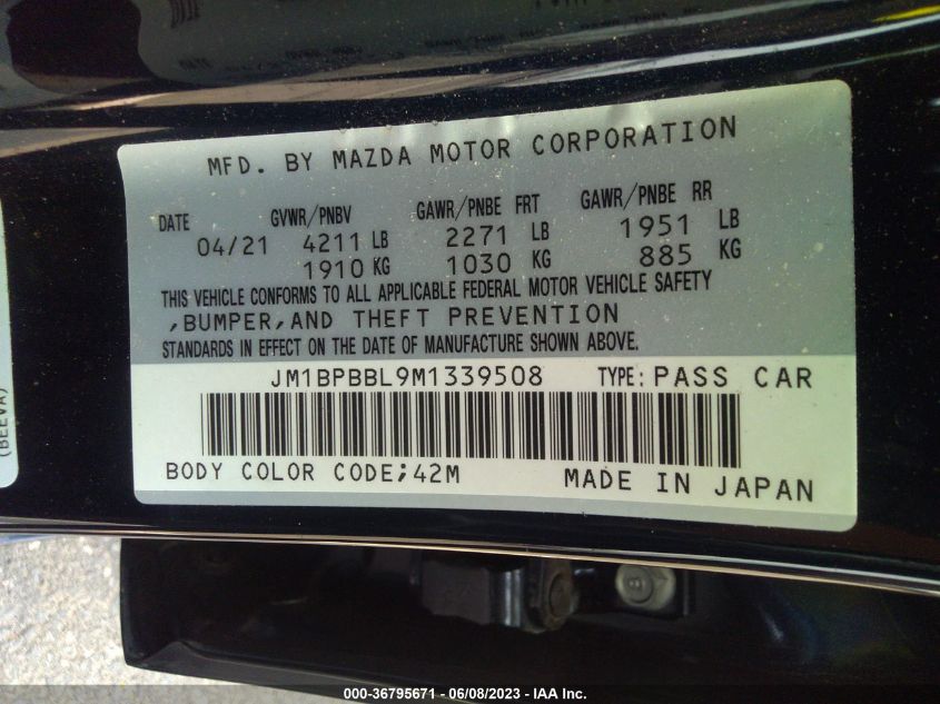 JM1BPBBL9M1339508 Mazda Mazda3 Sedan SELECT 9