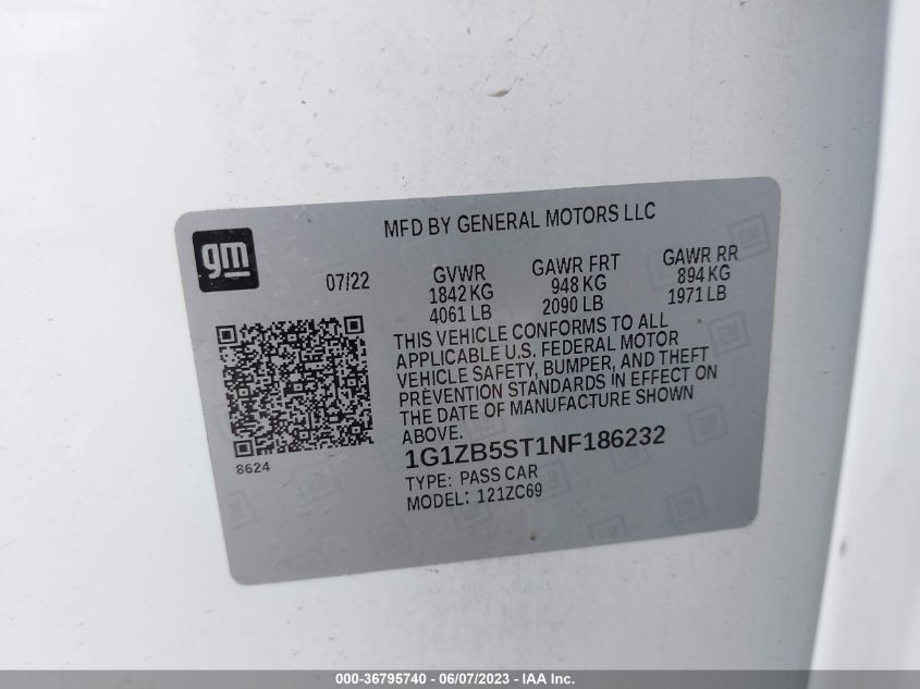 2022 CHEVROLET MALIBU LS - 1G1ZB5ST1NF186232