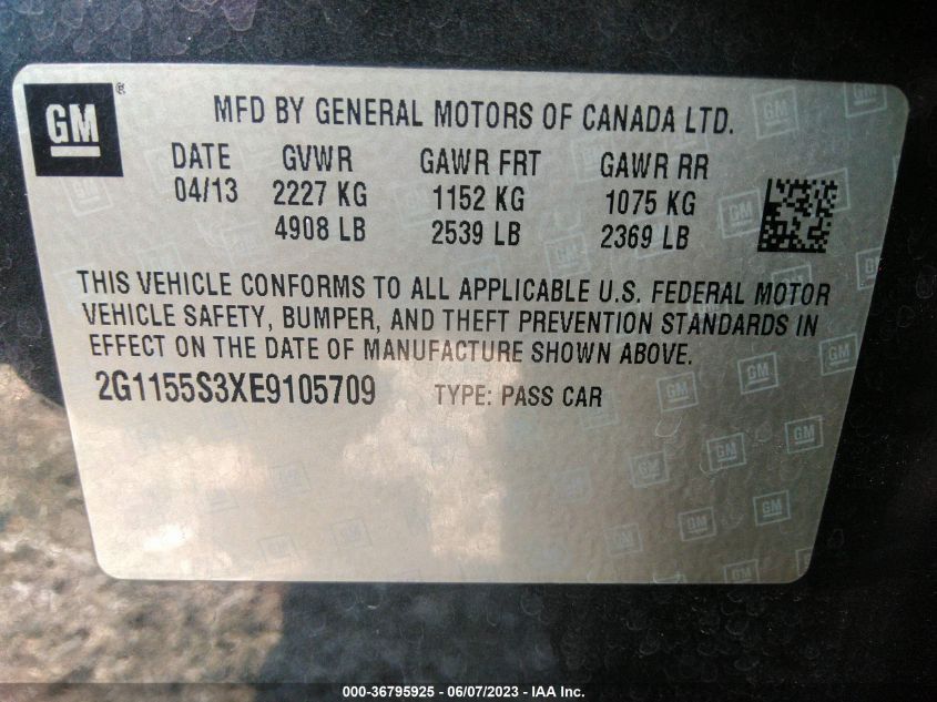 2014 CHEVROLET IMPALA LTZ - 2G1155S3XE9105709