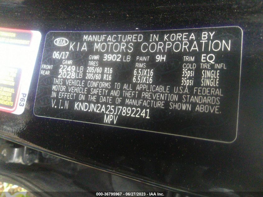 2018 KIA SOUL BASE - KNDJN2A25J7892241