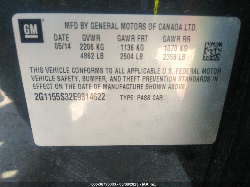 2014 CHEVROLET IMPALA LTZ - 2G1155S32E9314622