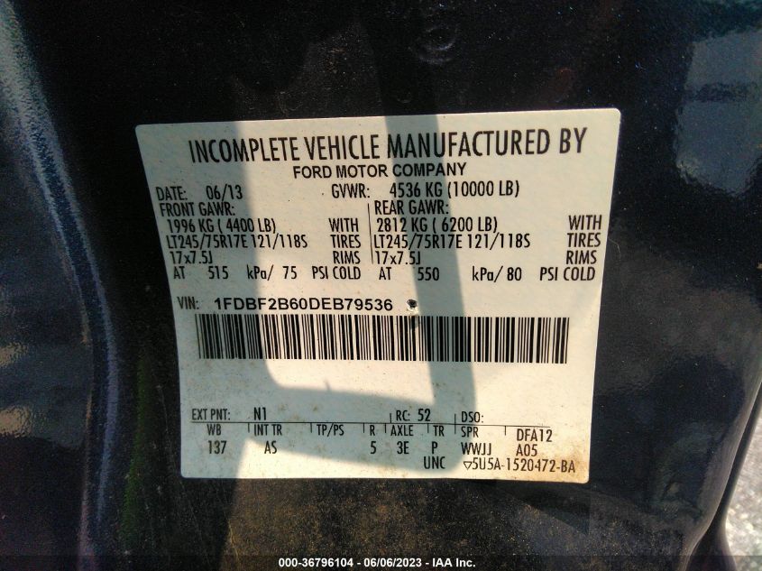 2013 FORD SUPER DUTY F-250 SRW XLT - 1FDBF2B60DEB79536