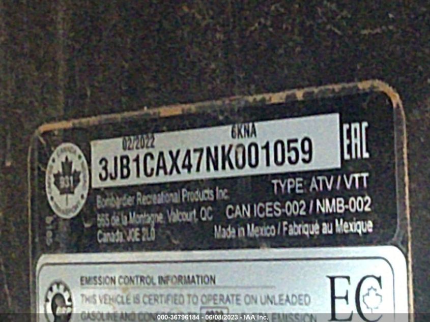 2022 CAN-AM COMMANDER MAX XT 1000R/XT-P 1000R 3JB1CAX47NK001059