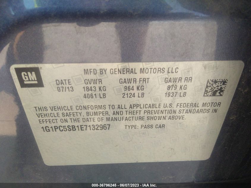 2014 CHEVROLET CRUZE 1LT - 1G1PC5SB1E7132967