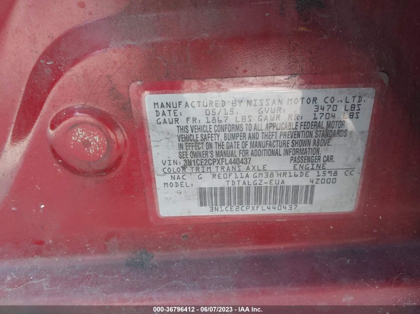 2015 NISSAN VERSA NOTE S/S PLUS/SV/SR/SL - 3N1CE2CPXFL440437