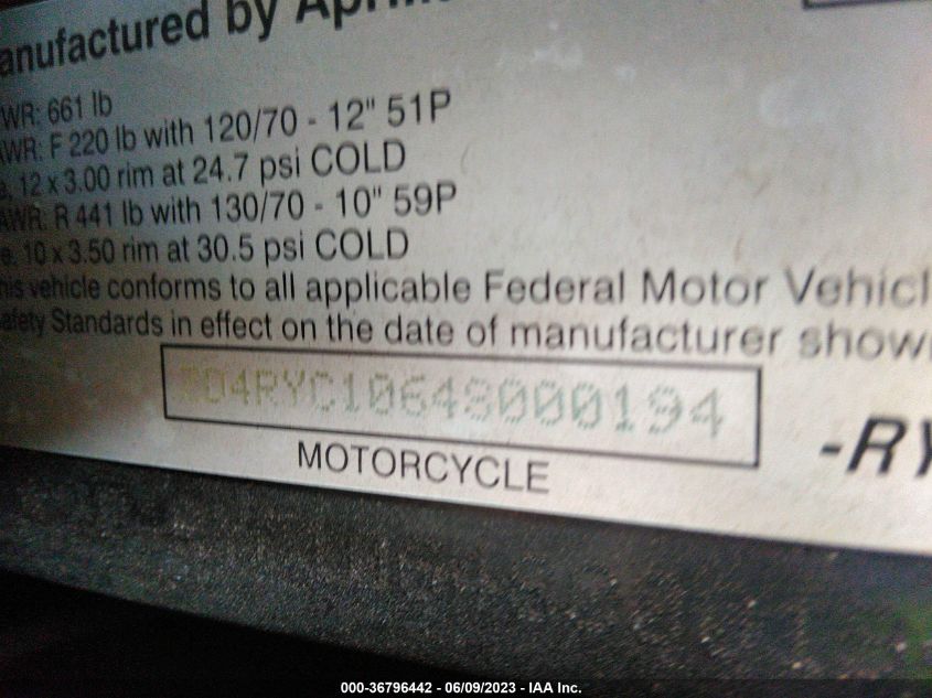 2004 APRILIA MOJITO 150 CUSTOM - ZD4RYC1064S000194