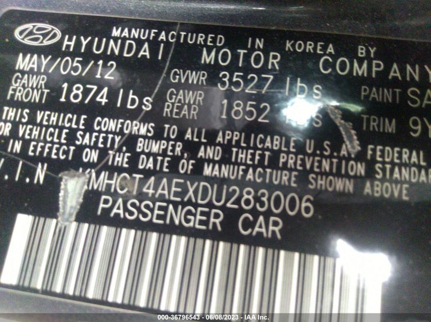 2013 HYUNDAI ACCENT GLS - KMHCT4AEXDU283006