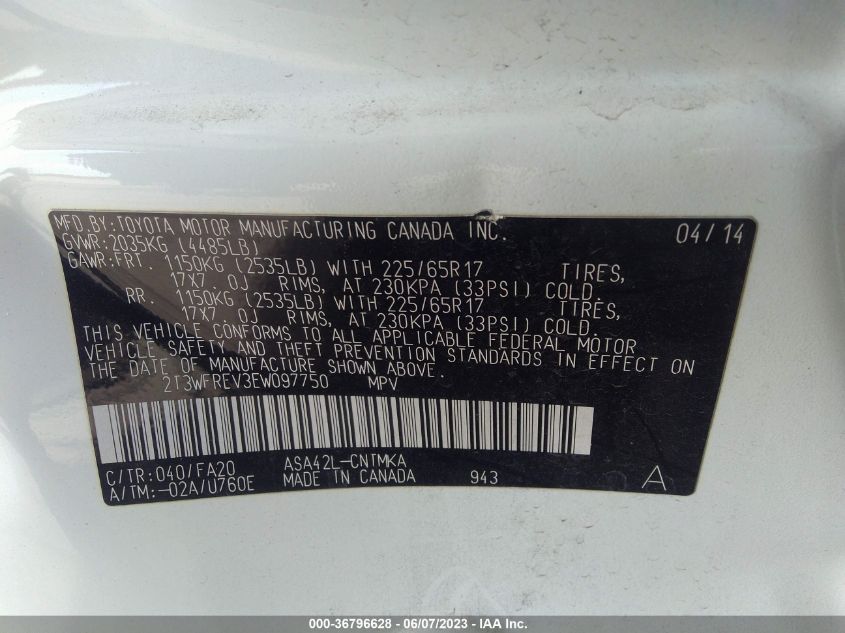2014 TOYOTA RAV4 XLE - 2T3WFREV3EW097750