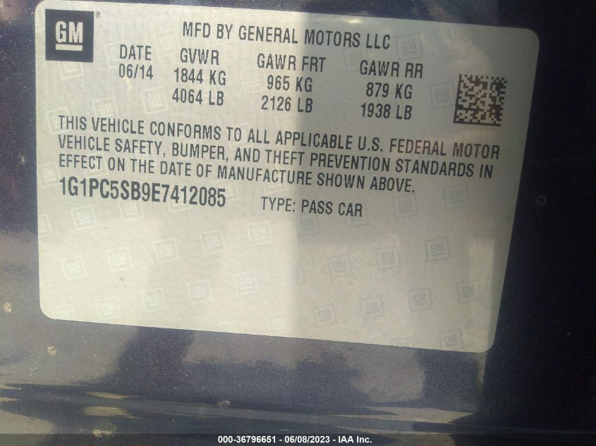 2014 CHEVROLET CRUZE LT - 1G1PC5SB9E7412085