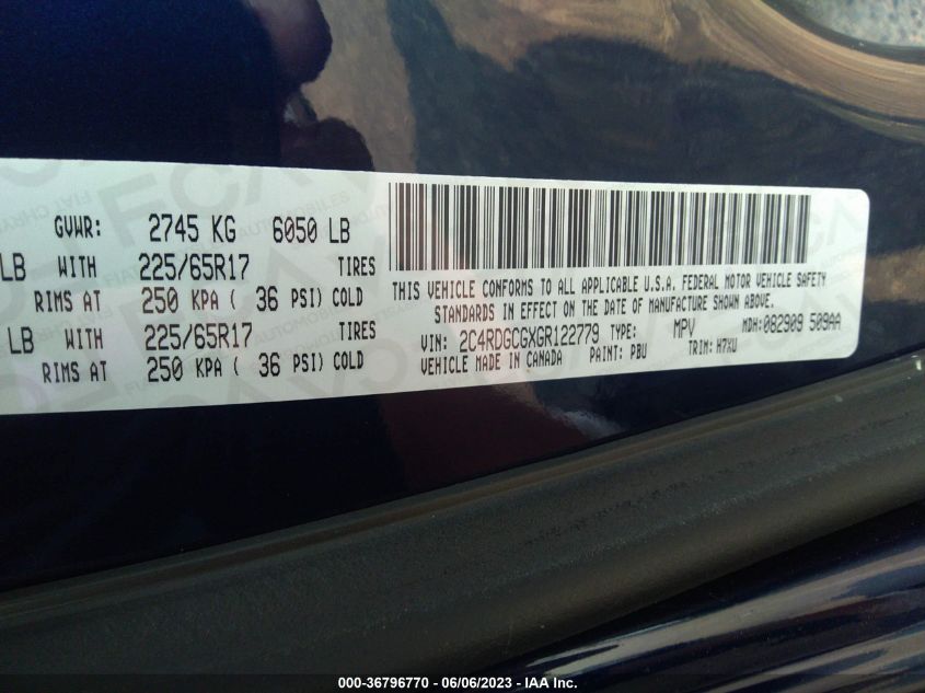 2016 DODGE GRAND CARAVAN SXT - 2C4RDGCGXGR122779