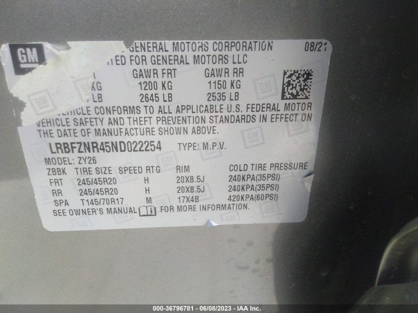 2022 BUICK ENVISION ESSENCE - LRBFZNR45ND022254