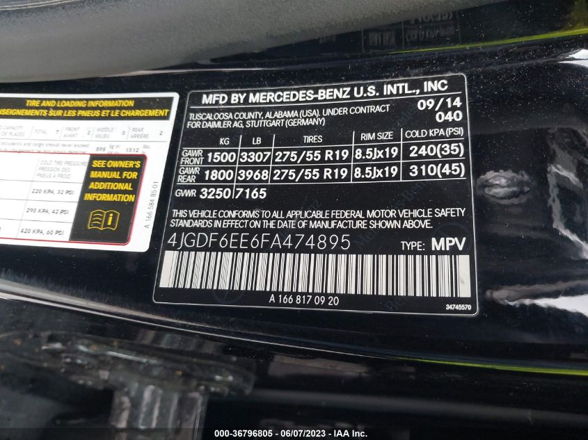 2015 MERCEDES-BENZ GL-CLASS GL 450 4JGDF6EE6FA474895