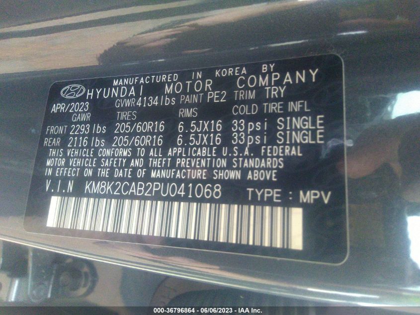 2023 HYUNDAI KONA SE - KM8K2CAB2PU041068