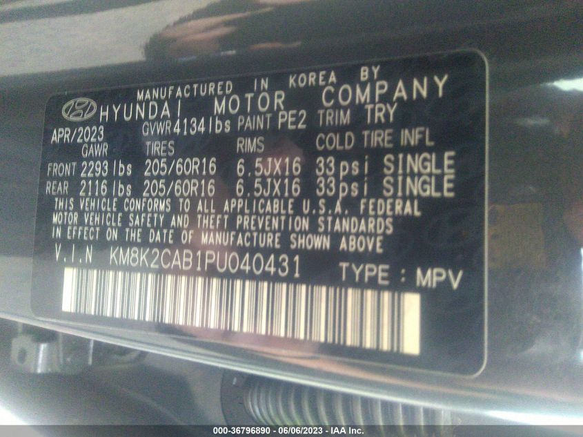2023 HYUNDAI KONA SE - KM8K2CAB1PU040431