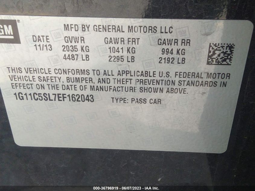 2014 CHEVROLET MALIBU LT - 1G11C5SL7EF162043