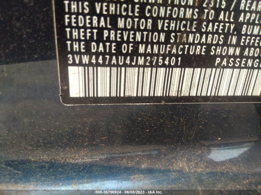2018 VOLKSWAGEN GOLF GTI S/SE/AUTOBAHN - 3VW447AU4JM275401