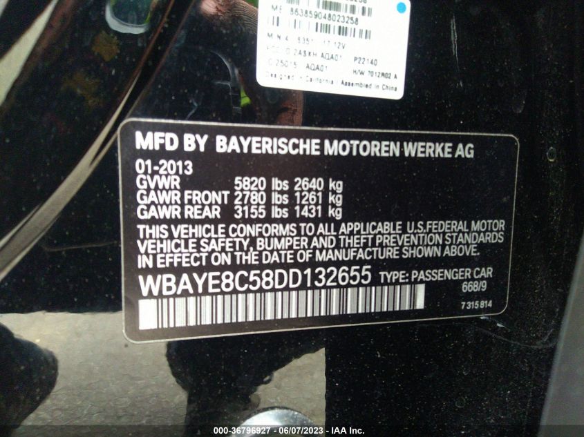 2013 BMW 7 SERIES 750LI - WBAYE8C58DD132655