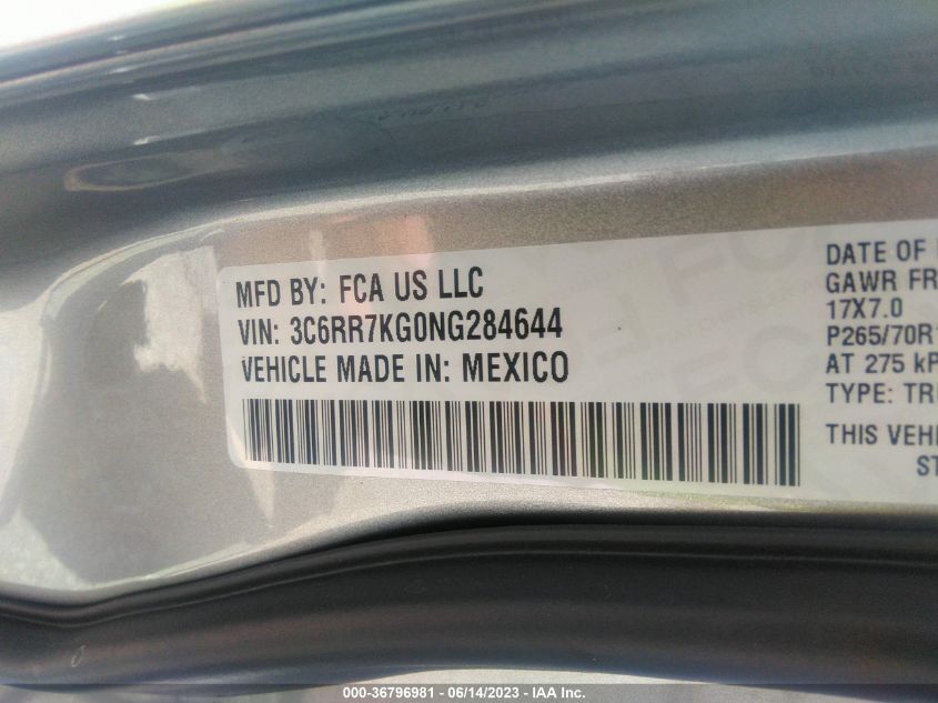 2022 RAM 1500 CLASSIC TRADESMAN - 3C6RR7KG0NG284644