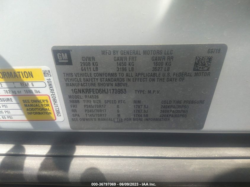 2017 CHEVROLET TRAVERSE LS - 1GNKRFED6HJ173953