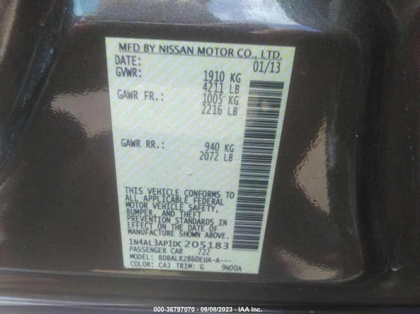 2013 NISSAN ALTIMA 2.5 S - 1N4AL3AP1DC205183