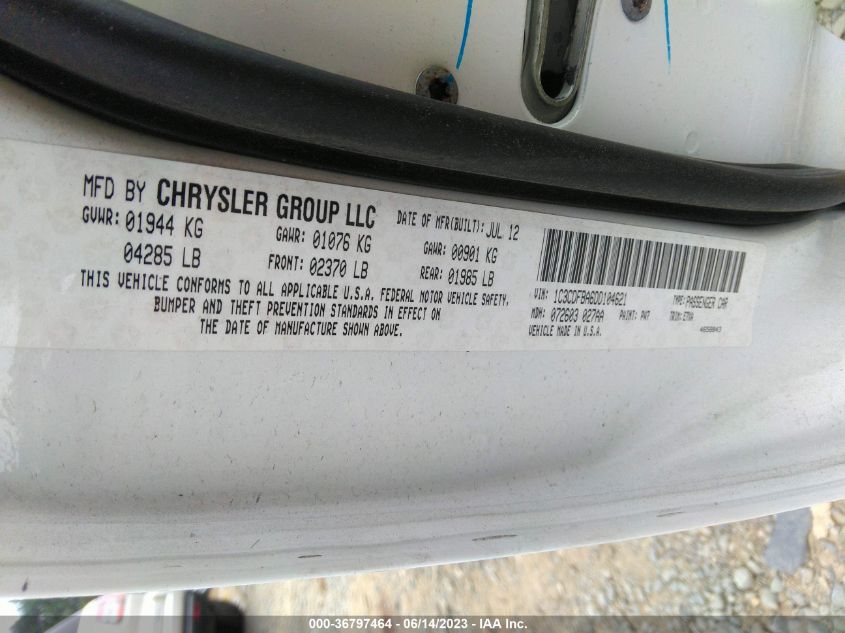 2013 DODGE DART SXT - 1C3CDFBA6DD104621