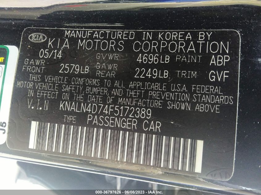 2015 KIA CADENZA PREMIUM/LIMITED - KNALN4D74F5172389