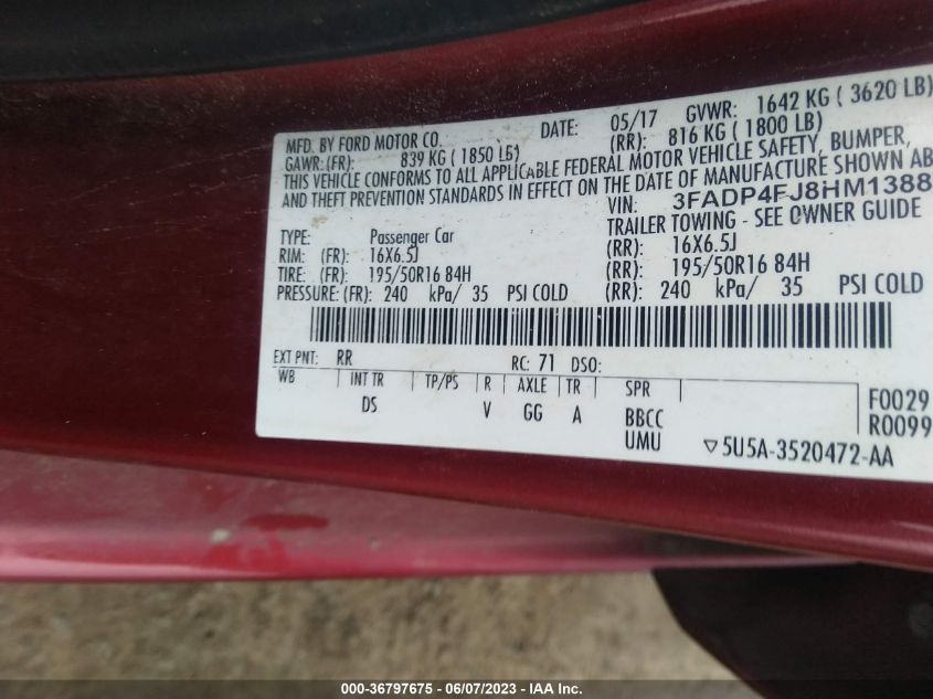 2017 FORD FIESTA TITANIUM - 3FADP4FJ8HM138873