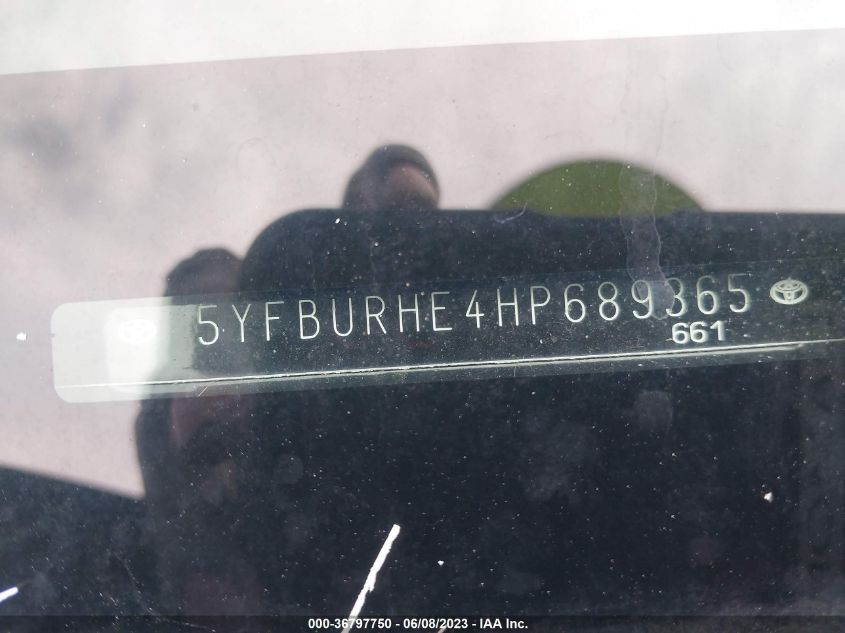 2017 TOYOTA COROLLA L/LE/XLE/SE - 5YFBURHE4HP689365