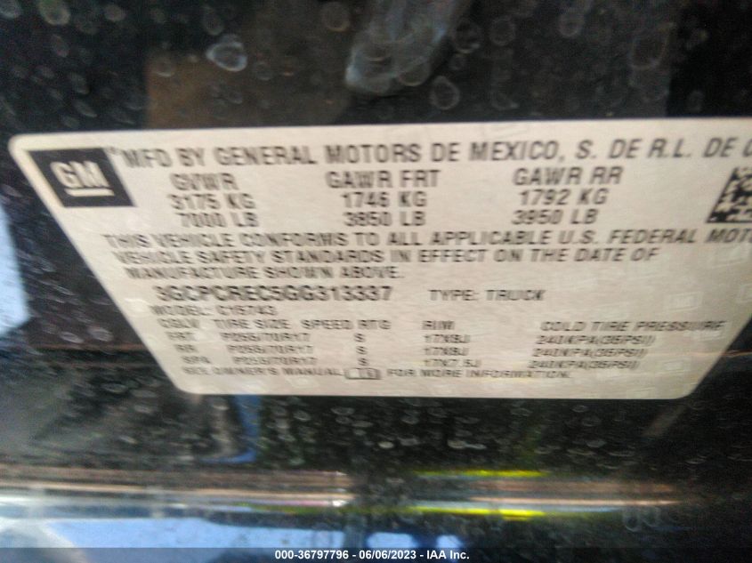2016 CHEVROLET SILVERADO 1500 LT - 3GCPCREC5GG313337