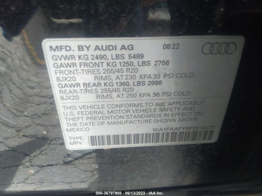 2023 AUDI Q5 S LINE PRESTIGE - WA1FAAFY6P2016237