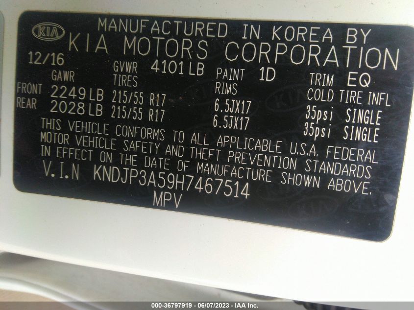 2017 KIA SOUL + - KNDJP3A59H7467514