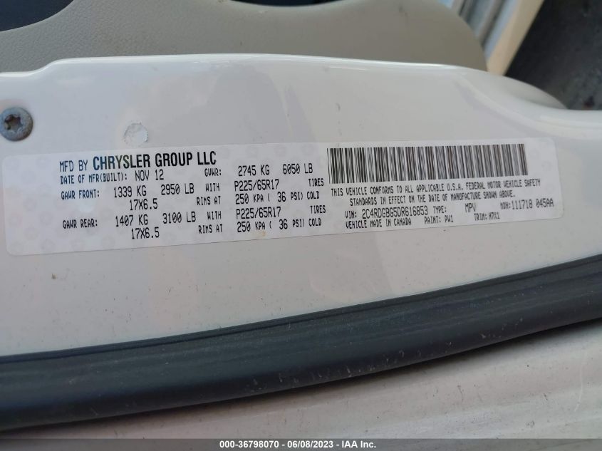 2013 DODGE GRAND CARAVAN SE - 2C4RDGBG5DR616853