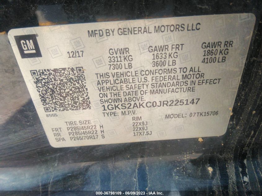 2018 GMC YUKON SLE - 1GKS2AKC0JR225147