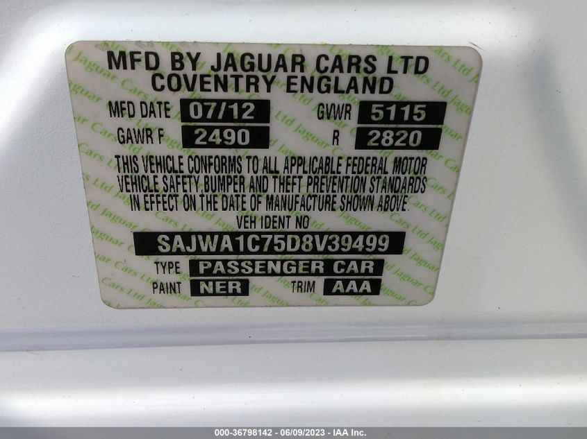 2013 JAGUAR XJ - SAJWA1C75D8V39499