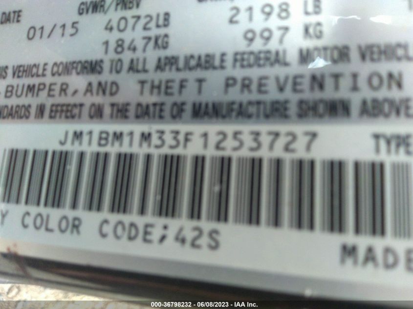 2015 MAZDA MAZDA3 S GRAND TOURING - JM1BM1M33F1253727