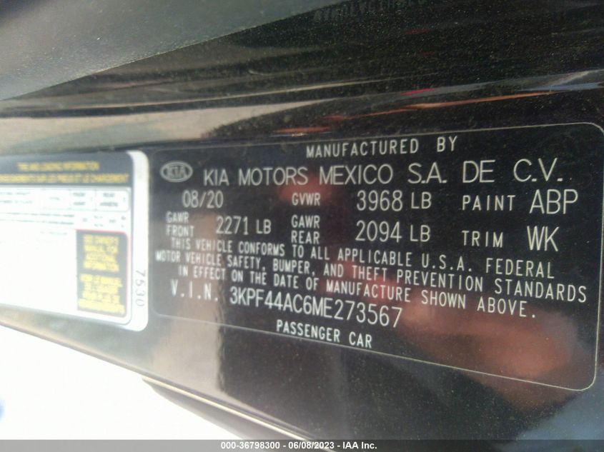 2021 KIA FORTE GT - 3KPF44AC6ME273567