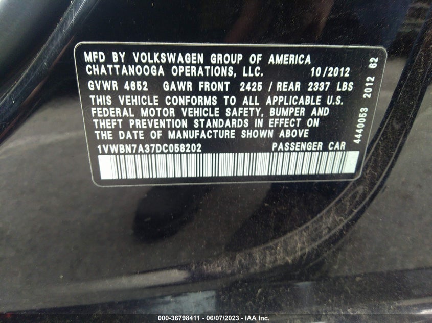 Volkswagen Passat 2012 -auction- 8