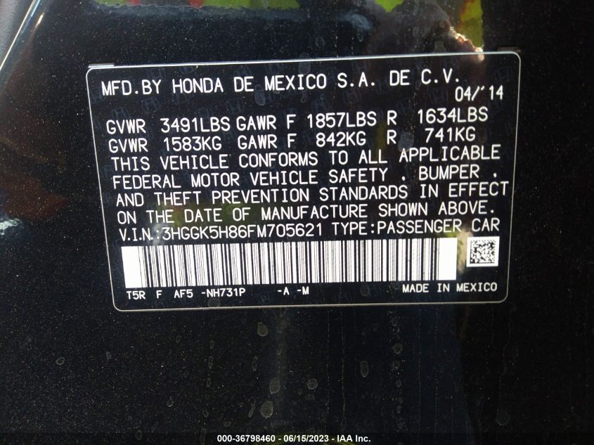 2015 HONDA FIT EX-L/EX - 3HGGK5H86FM705621