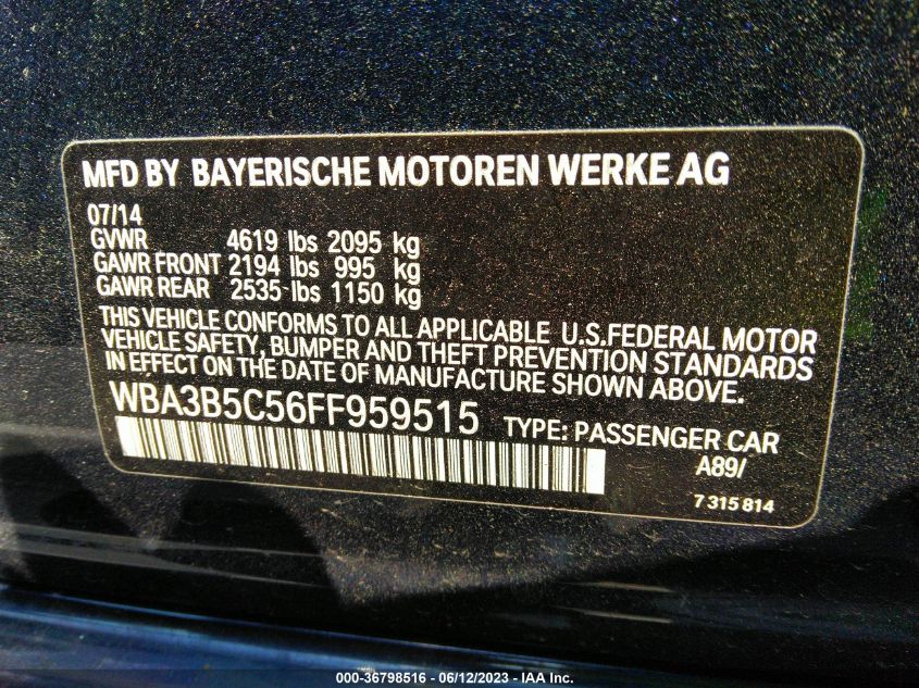 2015 BMW 3 SERIES 328I XDRIVE - WBA3B5C56FF959515