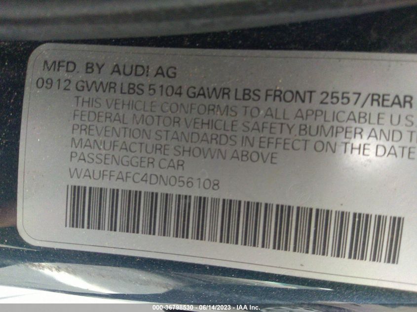 2013 AUDI A6 PREMIUM - WAUFFAFC4DN056108