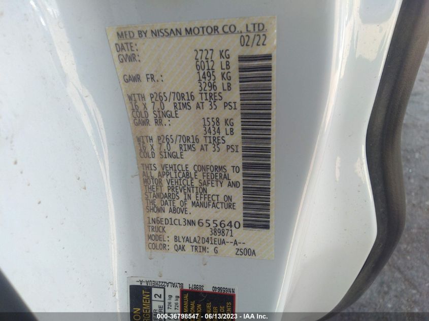 2022 NISSAN FRONTIER S - 1N6ED1CL3NN655640
