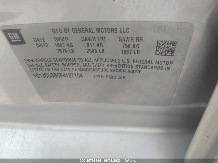 2014 CHEVROLET SONIC LT - 1G1JC6SB0E4107104