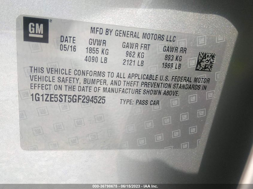 2016 CHEVROLET MALIBU LT - 1G1ZE5ST5GF294525